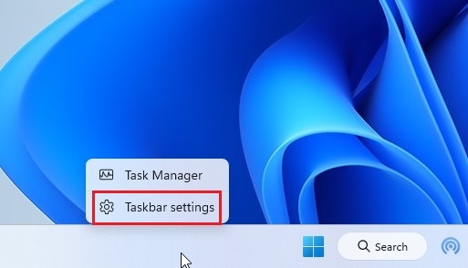 open taskbar settings on windows 11