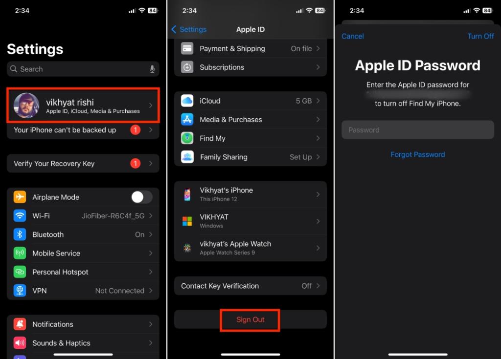 Sign out of your Apple ID