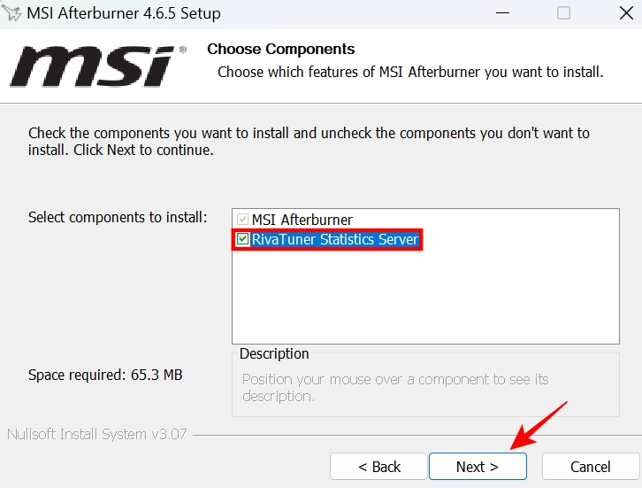 to record fps with msi afterburner user needs to make sure rivatuner statistics server is also installed