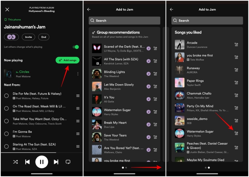 Add songs on Spotify from the suggested playlist