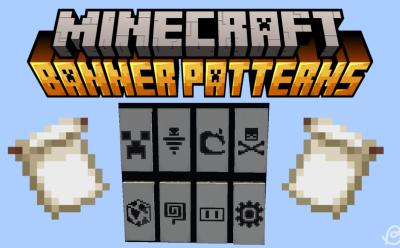 Banners with all Minecraft banner patterns applied