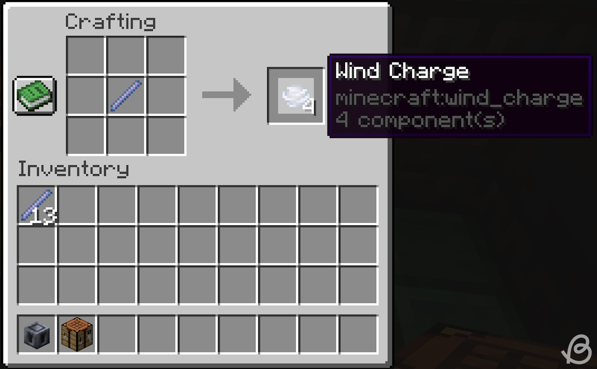 Crafting recipe for the wind charges