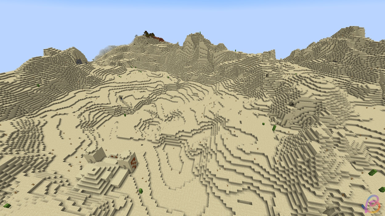 Construire des graines avec un biome désertique géant avec de nombreuses zones plates et vallonnées dans Minecraft