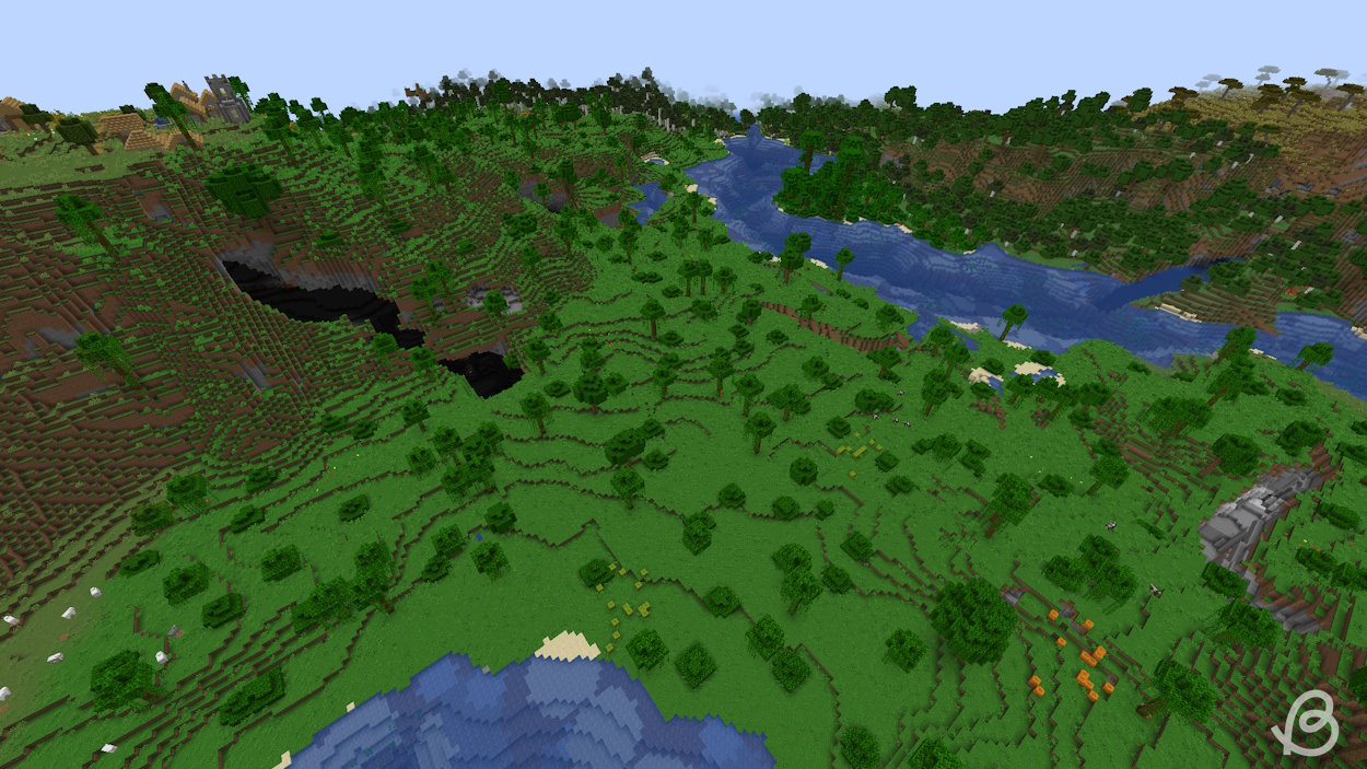 Sparse jungle biome and an opening to a cave that's massive