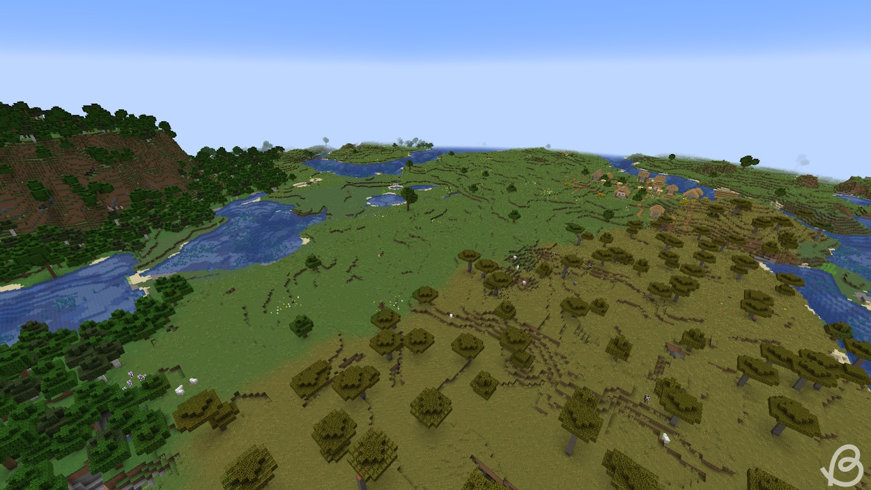Biomes de plaines plates et de savane dans cette graine Minecraft parfaite pour la construction
