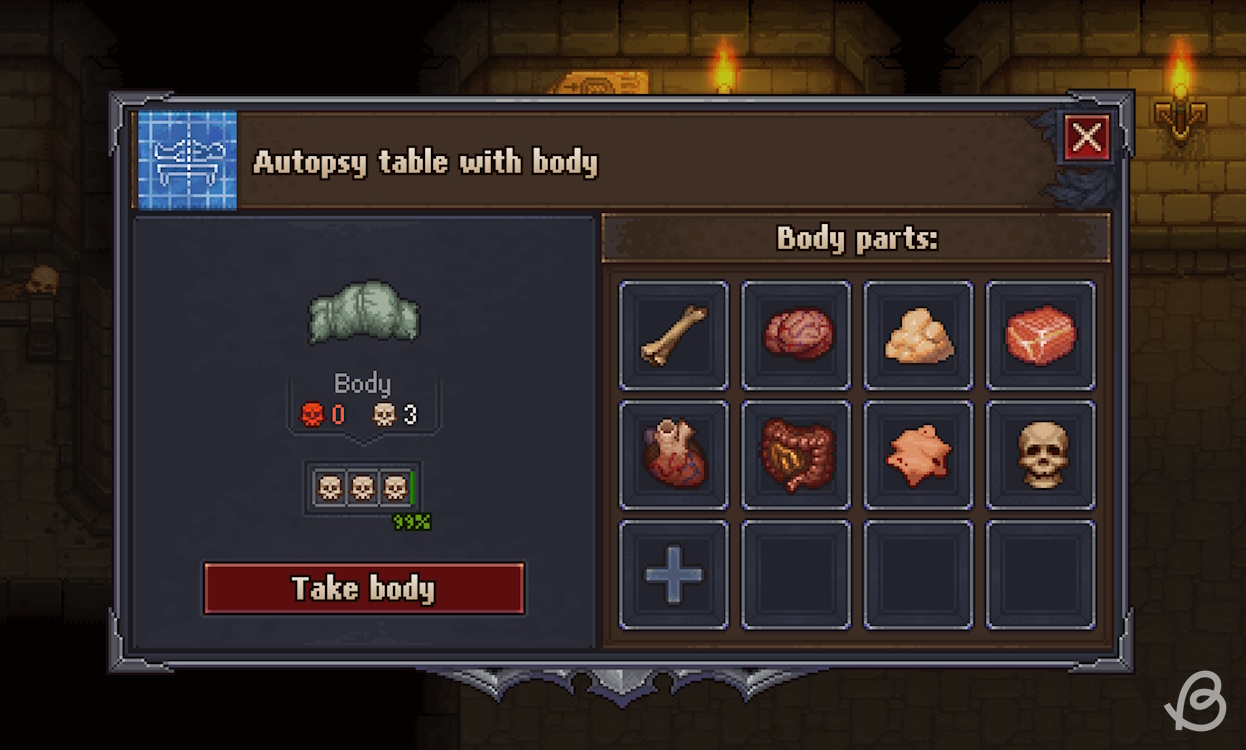 Removed blood so the corpse now has only three white skulls in Graveyard Keeper