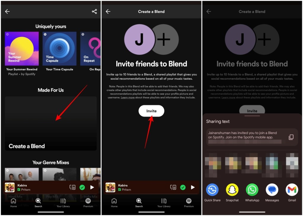 Create a Spotify Blend playlists by inviting your friend