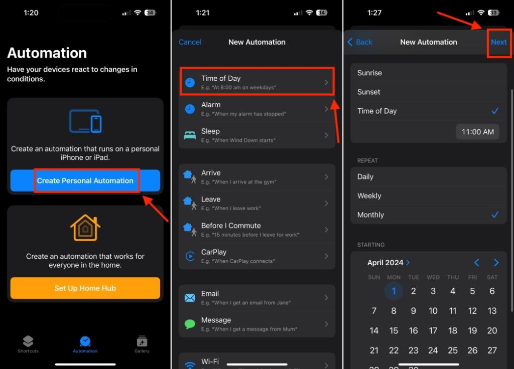 Create a personal automation in the Shortcuts app