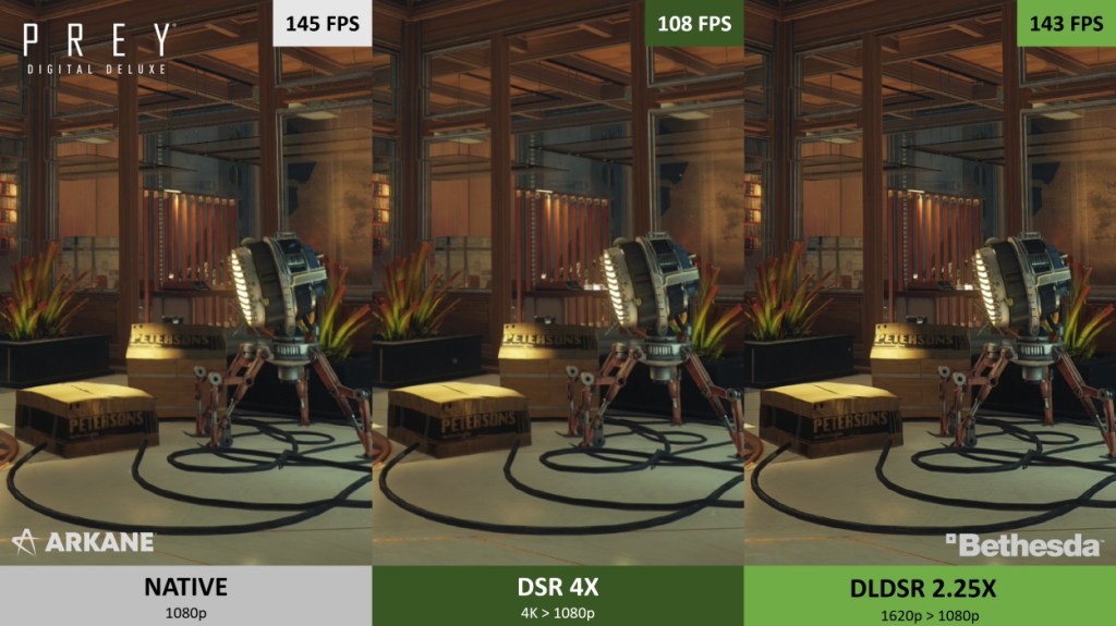 DLDSR feature in Prey as shown by Nvidia
