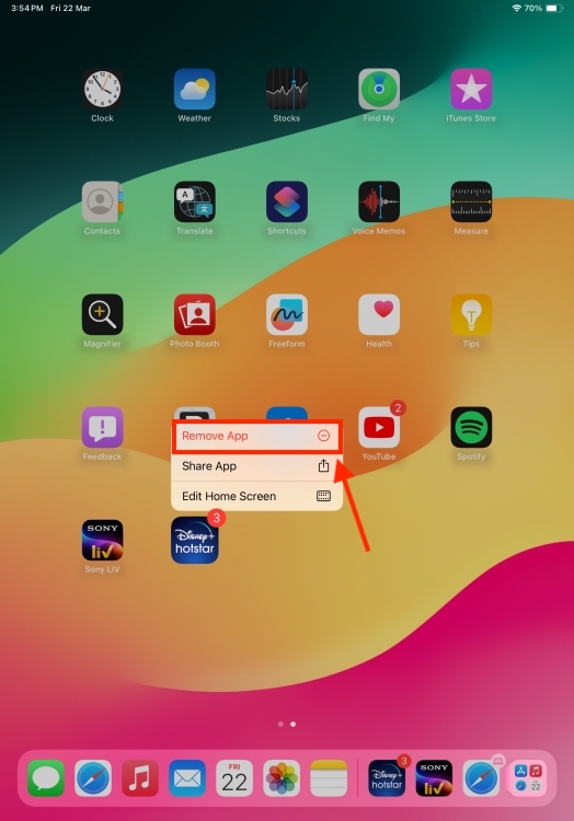 Delete an app from iPad Home Screen