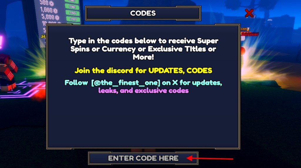 Enter Code and Submit button