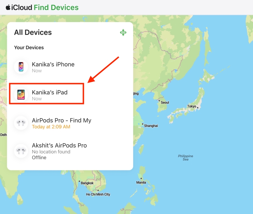 Erase iPad using Find My