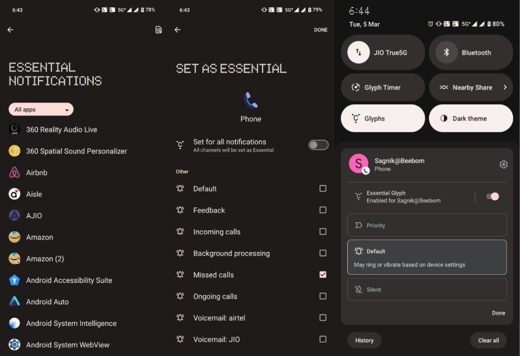 Essential Notifications - Glyph Interface guide