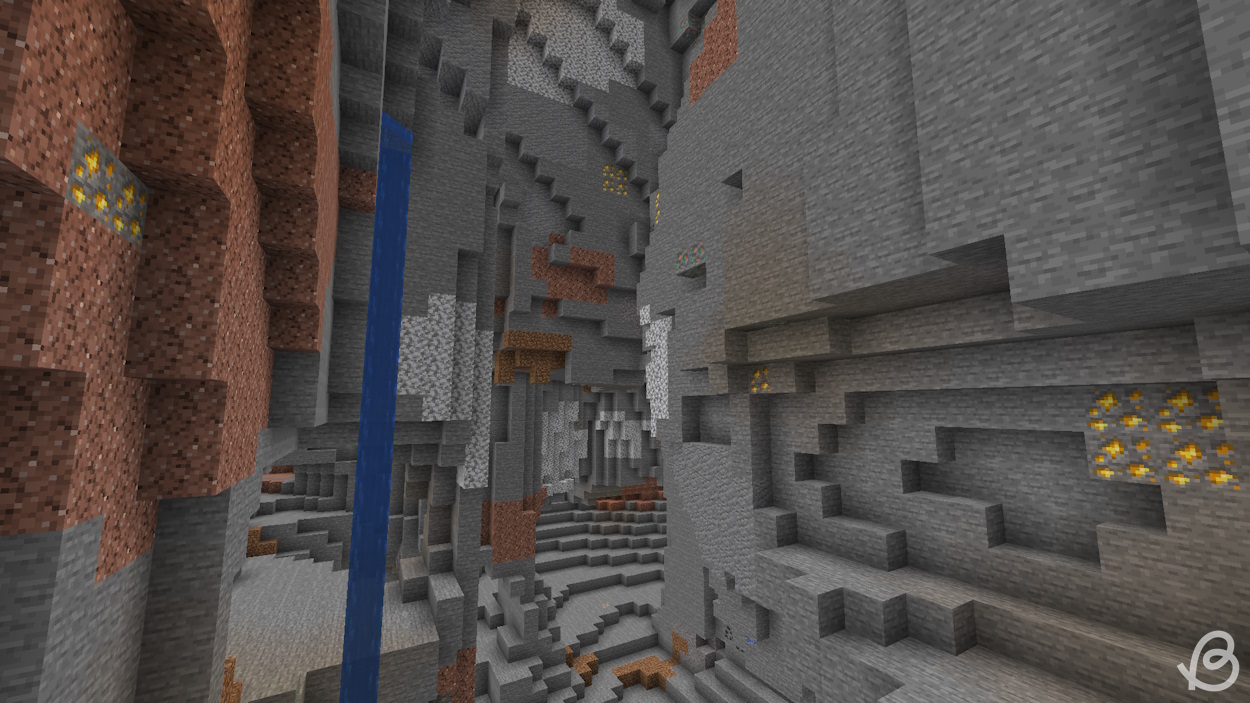 Cave in the badlands biome where you can find lots of gold ores in Minecraft