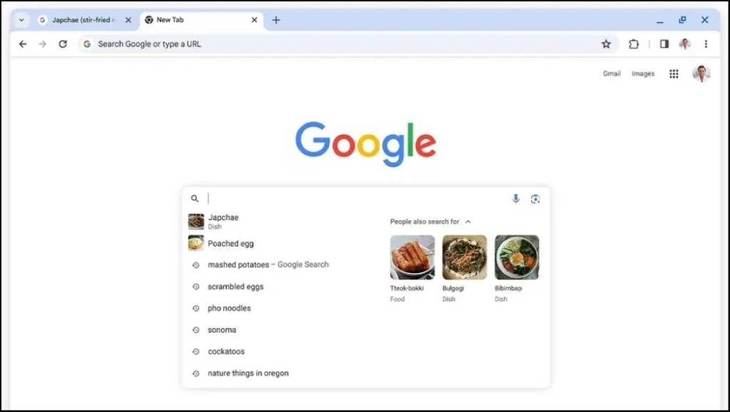 New suggestions in Chrome desktop