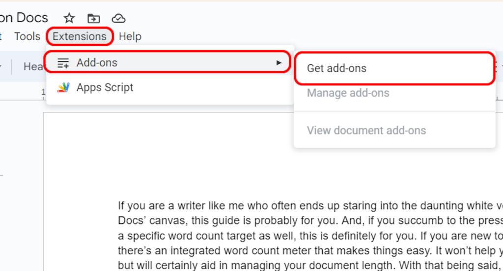 How to get add-ons on Google Docs