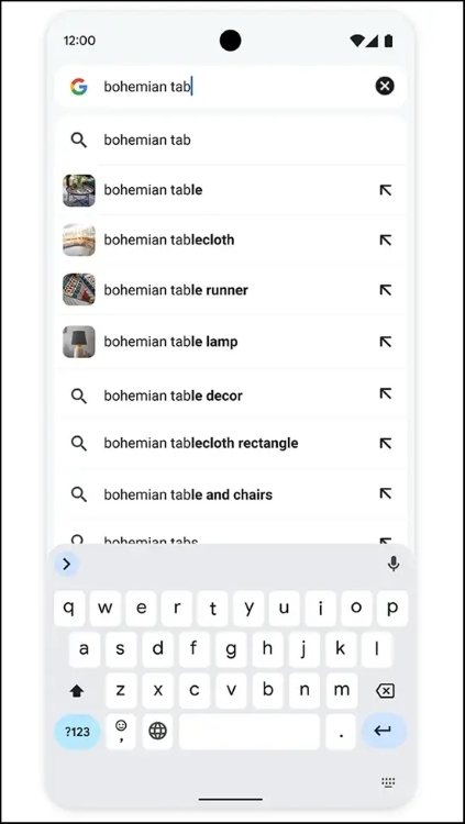 Suggestions with image thumbnails in Chrome mobile