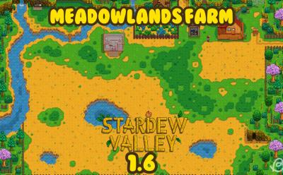 Meadowlands farm with no debris in Stardew Valley 1.6