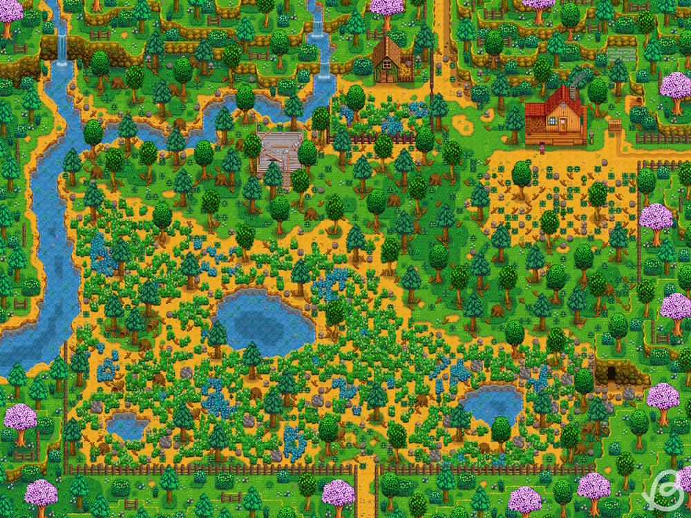 Meadowlands Farm covered with debris in Stardew Valley 1.6