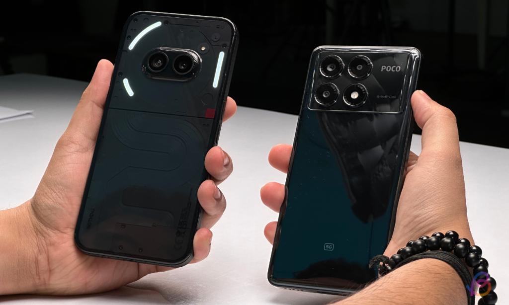 Nothing Phone 2a vs POCO X6 Pro Back Panel Design Reflection