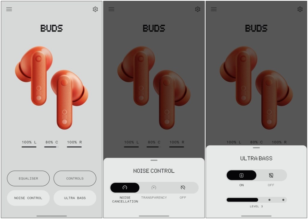 Nothing X app overview and noise and bass otpions