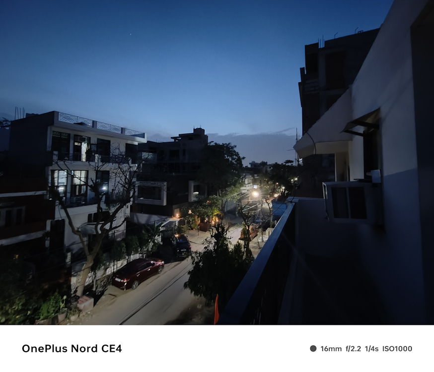 OnePlus Nord CE 4 outdoors evening shot 16mm ultra wide angle sensor