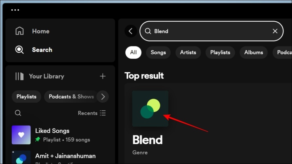 Search for Blend on Spotify 