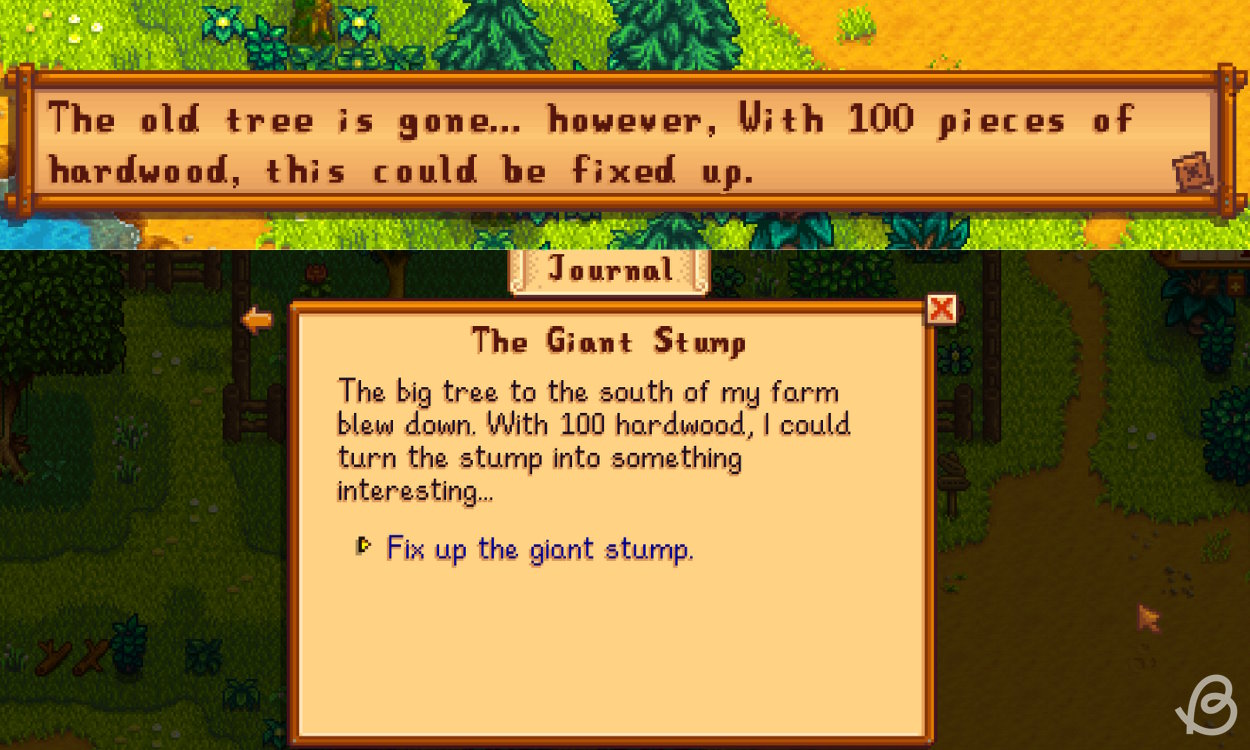 Giant Stump quest in Stardew Valley 1.6