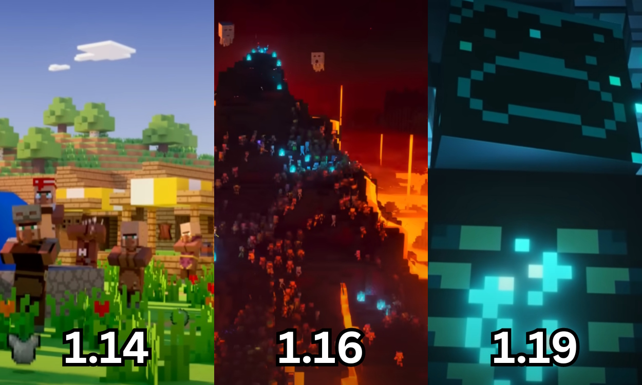 Parts of the official Minecraft update trailers