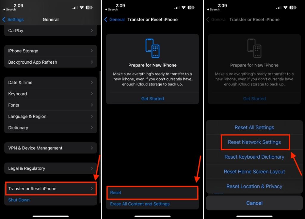 Reset Network Settings iPhone