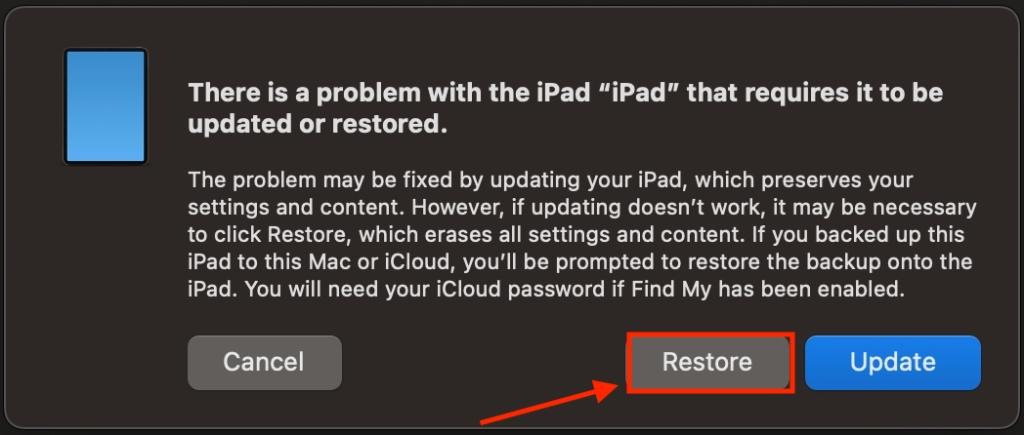 Restore or Update iPad using a Mac