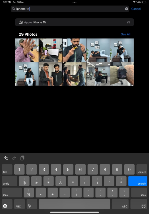 Search for photos in the Photos app