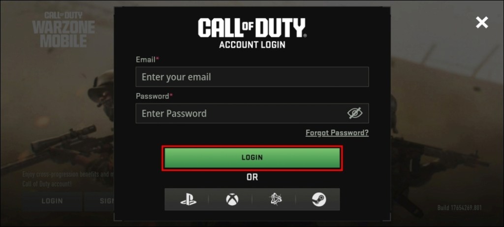 Sign in to your Activision account to play Warzone Mobile and enable cross progression