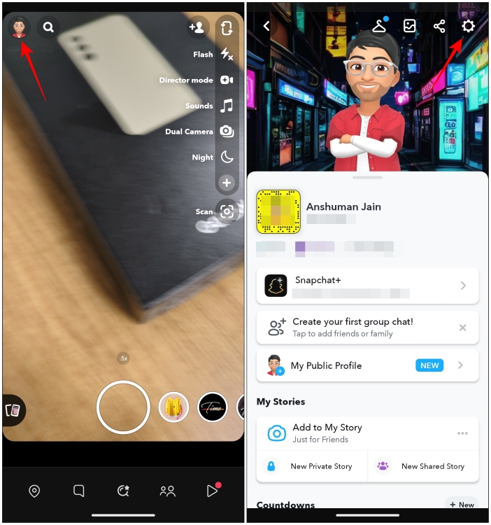 Visit Snapchat Settings from your profile page