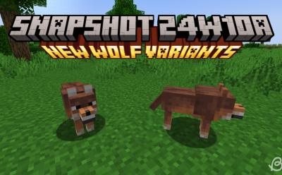 The new rusty wolf variant in Minecraft snapshot 24w10a