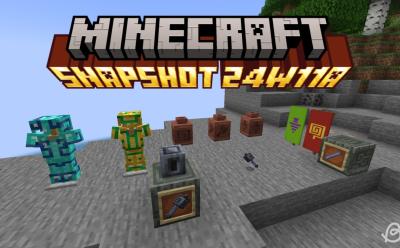Mace, new armor trims, pottery sherds, banner patterns, Breeze rod and heavy core in Minecraft snapshot 24w11a