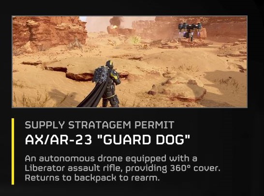 The Guard Dog Backpack Helldivers 2 stratagems