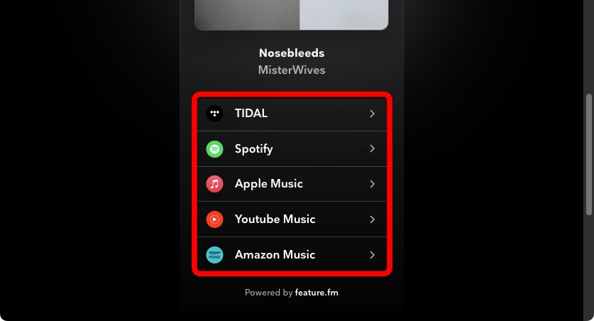 Tidal sharing link offering access to other streaming services