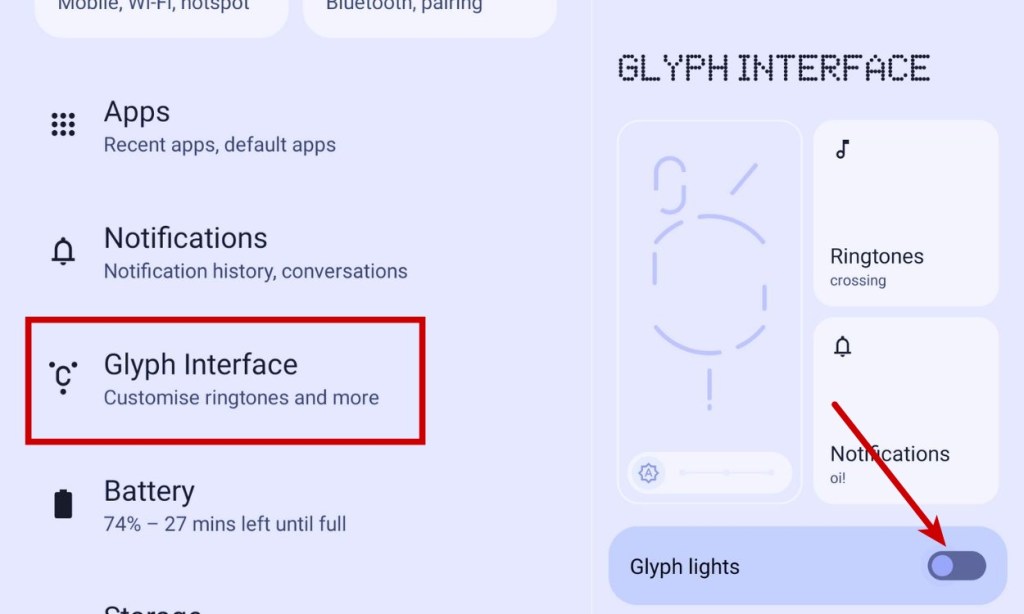 Turn off Glyph interface