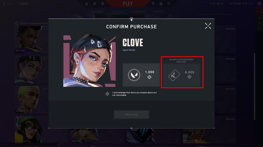 Unlock Clove using Kingdom Credits