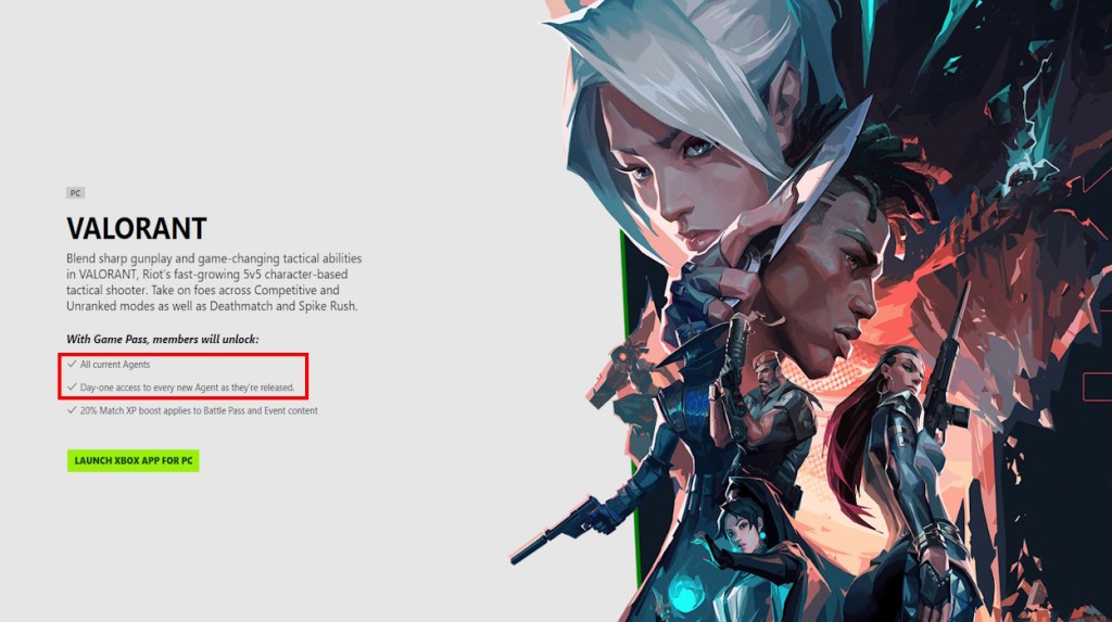 Valorant agents free in Xbox Game Pass