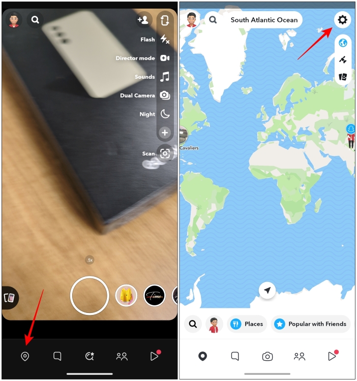 Head to Snap Map Settings