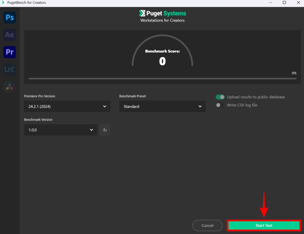 how to run pugetbench test