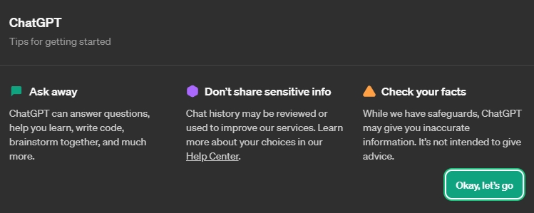 chatgpt dialog for new users