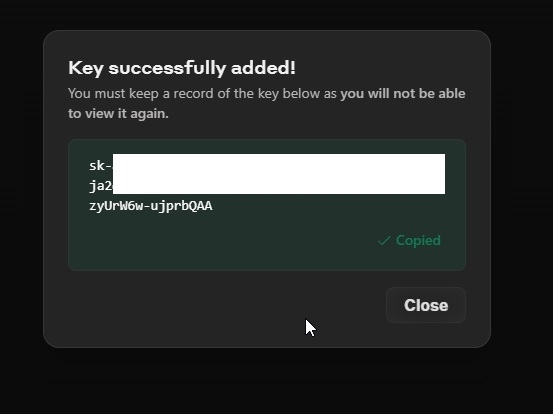 copy the API key