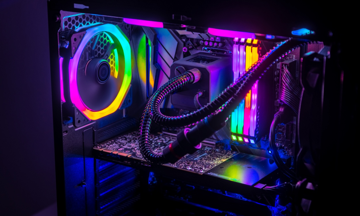liquid cooling aio installed on pc with bright rgb lighting