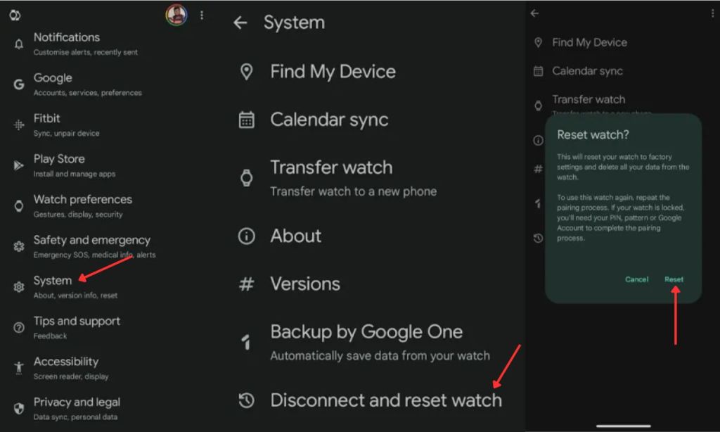 disconnect and reset pixel watch from the mobile app