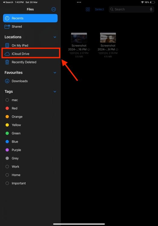 iCloud Drive in the Files App