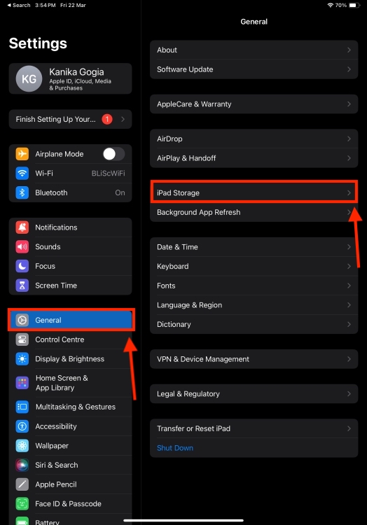 iPad Settings app