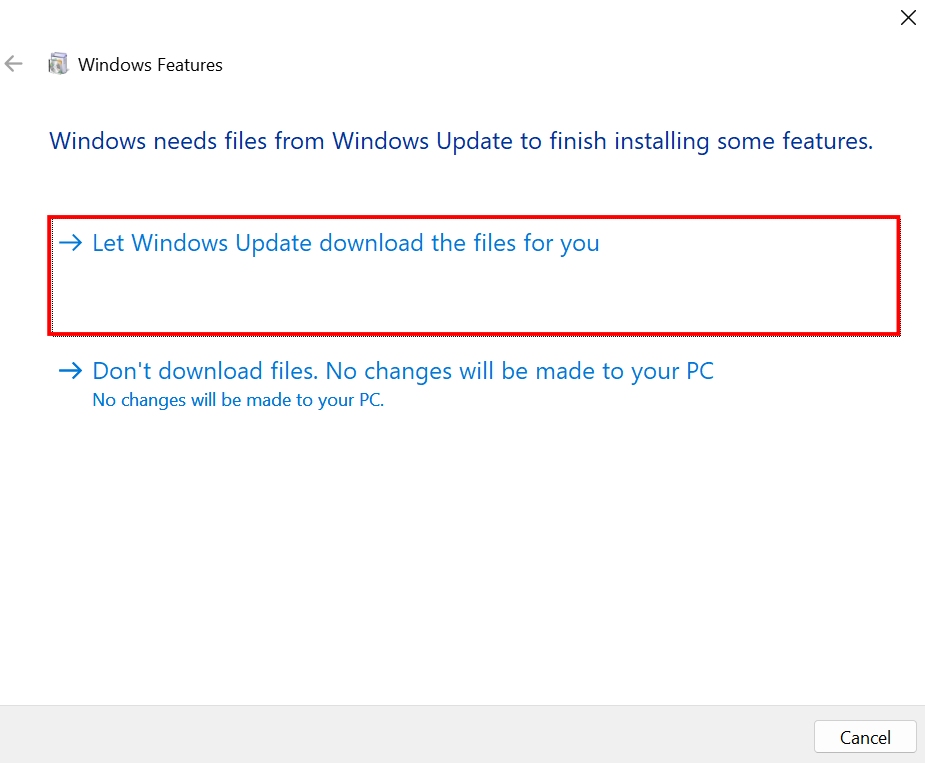 select let windows update download the files for you when prompted to install .NET Framework 3.5 to try and fix install error 0x800f081 